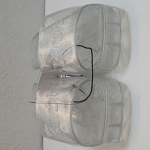 NWT Barbie x FOREVER 21 Clear Sparkle Jelly Block Heel Sandals Open Toe - Picture 5 of 17